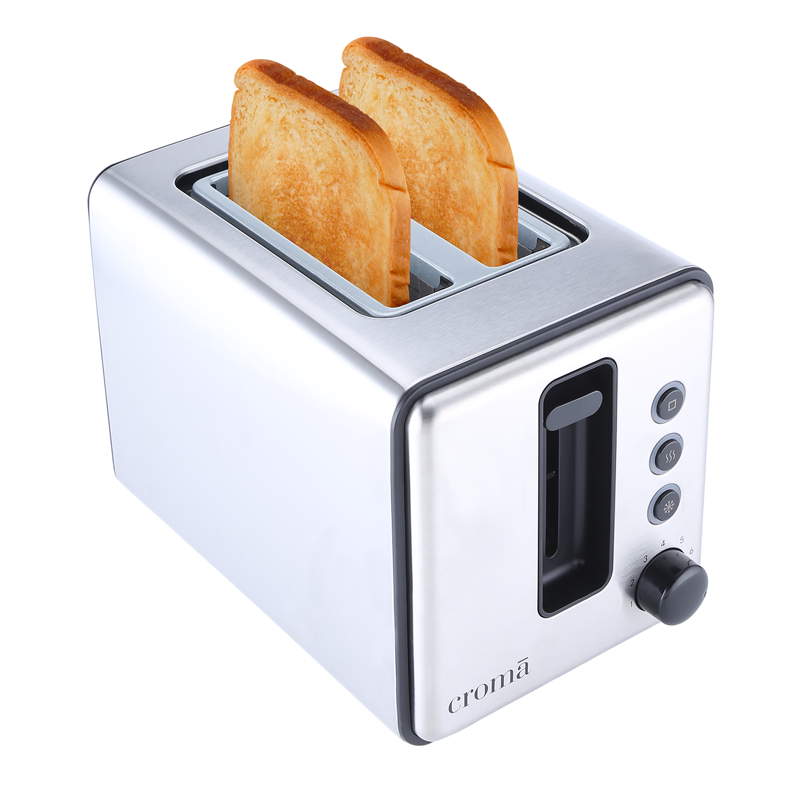 Buy Croma 750W 2 Slice Pop Up Toaster with Reheat Function Silver